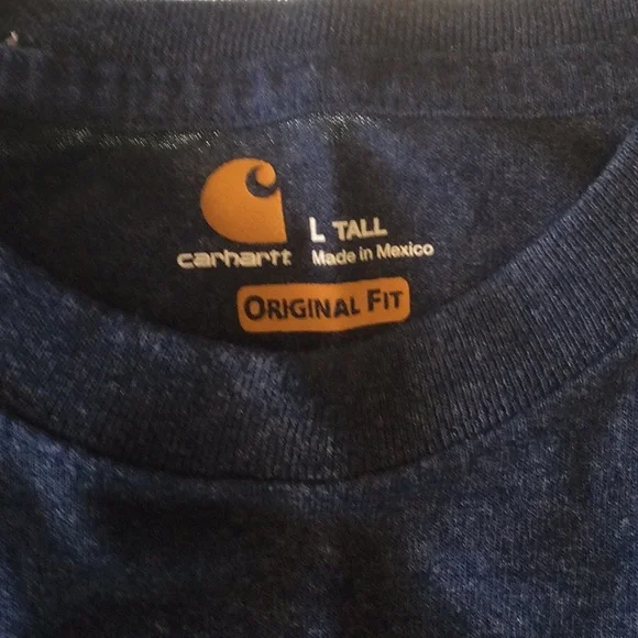 Carhartt Blue Tee with Yellow Logo - Picture 3 of 4